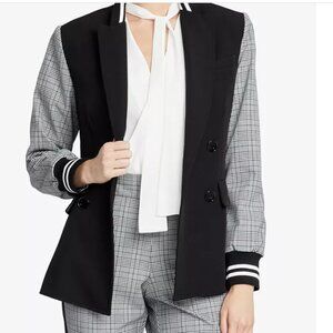 RACHEL Rachel Roy Peyton Plaid-Contrast Blazer – Size Small – Black